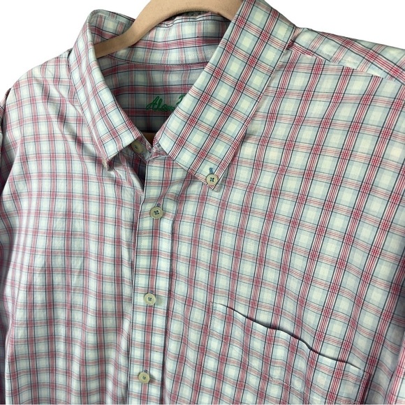 Alan Flusser Button Down Shirt Pink & Blue Plaid Long Sleeve Men's Size XXL - Picture 5 of 9